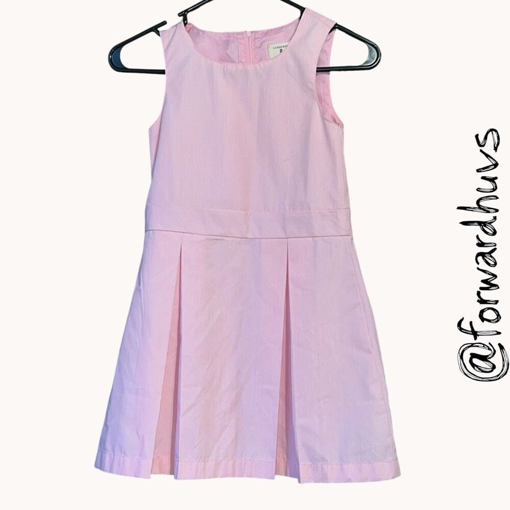 ☑️ Lands’ End Pink Sleeveless Pleated Dress Girls Size 6 Easter Party
